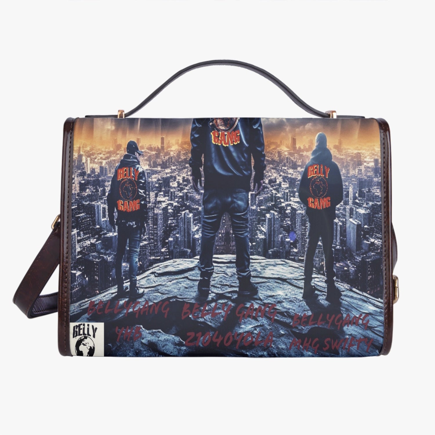 BELLY GANG Leather Flap Satchel Bag