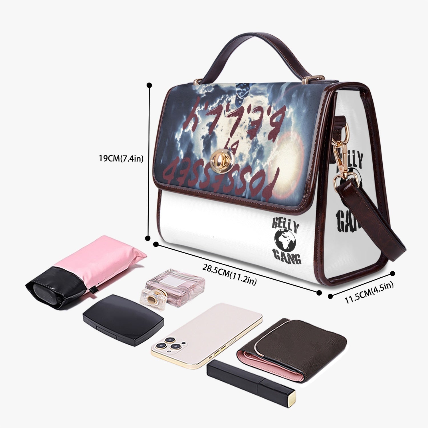 BELLY GANG Leather Flap Satchel Bag