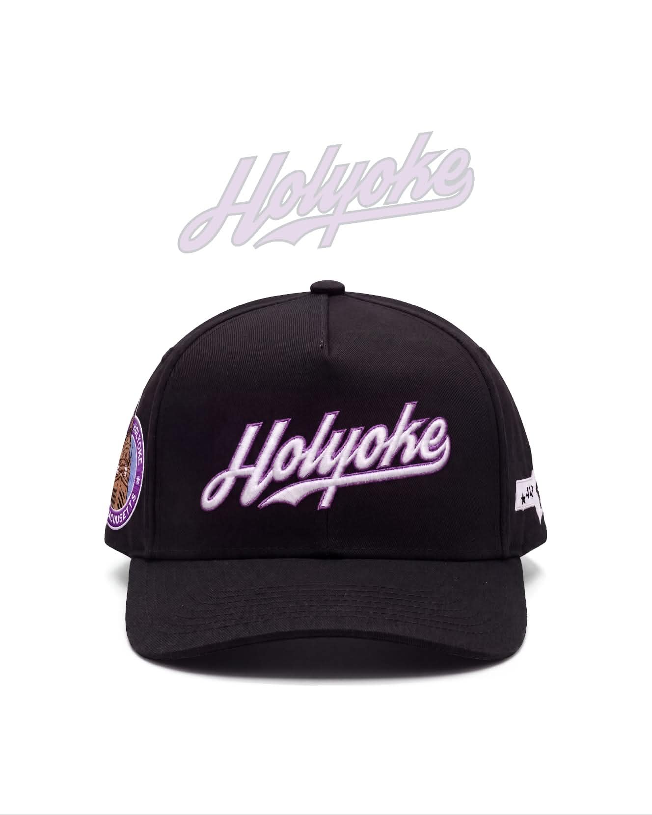 "ORIGINAL HOLYOKE HAT" CITY HALL SEAL .. RYL GRP BLK WHT