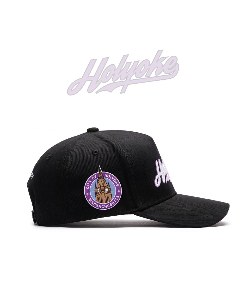 "ORIGINAL HOLYOKE HAT" CITY HALL SEAL .. RYL GRP BLK WHT