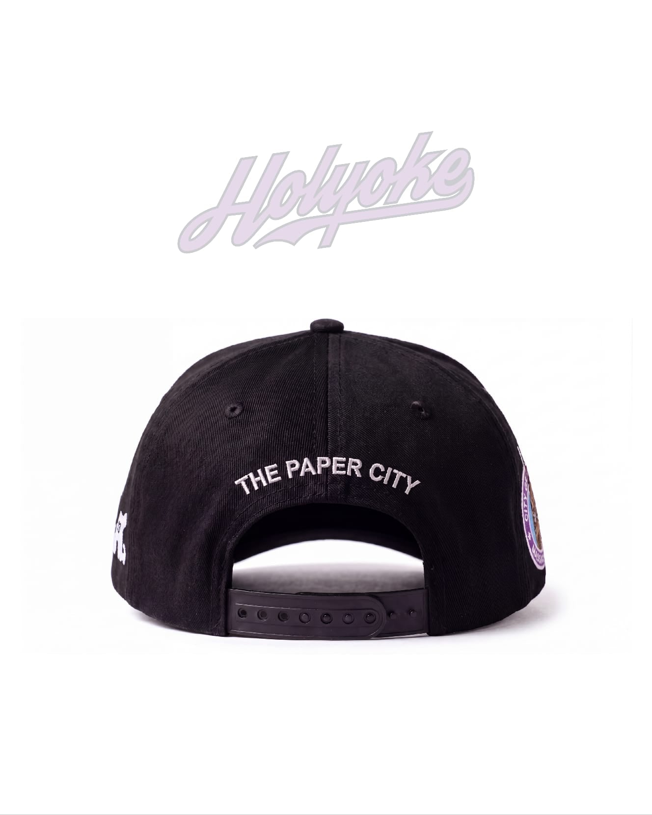 "ORIGINAL HOLYOKE HAT" CITY HALL SEAL .. RYL GRP BLK WHT